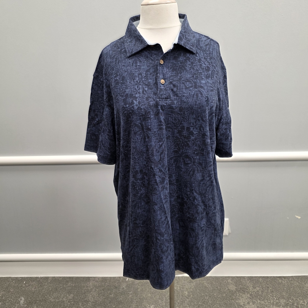 Izod Men's Saltwater All Over Print Blue Polo Shirt